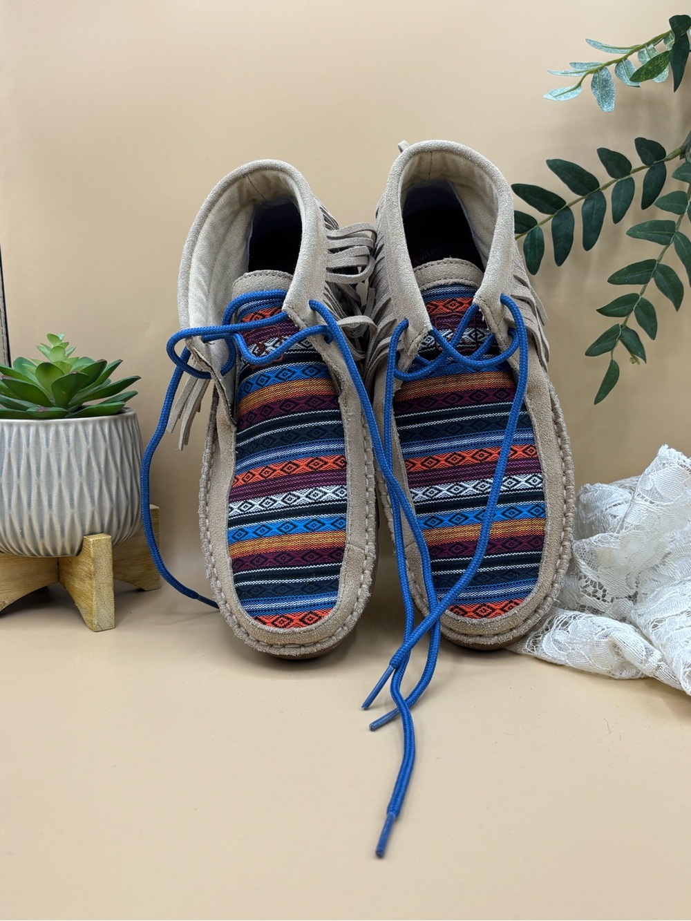 Twisted X WDM0064 Women’s 7.5M Serape Fringe Driving Moccasins Southwestern